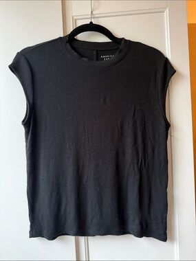 American Eagle Outfitters Black Ribbed Sleeveless Crew Tank